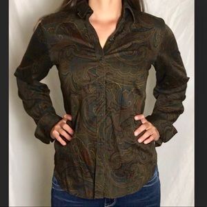 Ralph Lauren dark brown paisley blouse medium